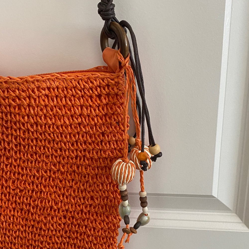 Orange Knit Crossbody Bag - Picture 4 of 5
